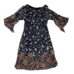 Love Ryan Floral Off Shoulder Bell Sleeve Boho Chiffon‎ Dress 1X